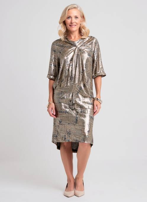 Rochie midi imprimeu fantezie mâneci scurte auriu ISABEL MARANT femme