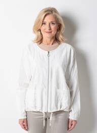 Jachete casual guler rotund alb JOY OF LIFE femme