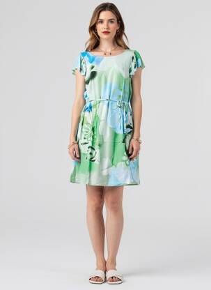 Rochie midi imprimeu fantezie mâneci scurte verde AGATHE & LOUISE femeie