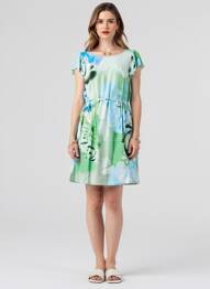 Rochie midi imprimeu fantezie mâneci scurte verde AGATHE & LOUISE femme