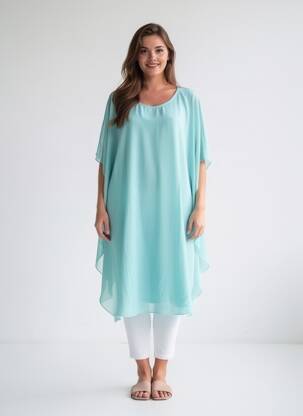 Rochie midi croială fluidă mâneci 3/4 verde GREGORY PAT femeie