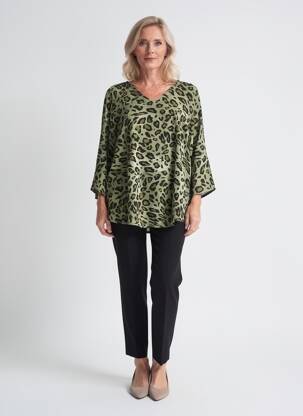 Bluză țesătură poplin mâneci 3/4 verde ANGEL CIRCLE femeie
