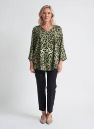 Bluză imprimeu floral mâneci 3/4 verde ANGEL CIRCLE femme
