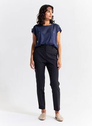 Tricou croială dreaptă mâneci scurte albastru MARBLE femme