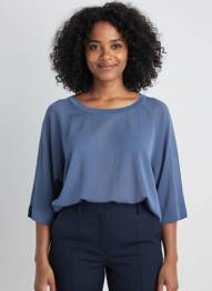 Pulover tunică elasticitate mâneci 3/4 albastru OUI femme