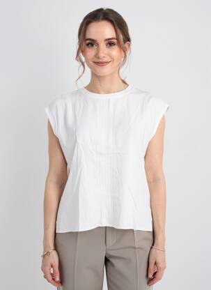 Tricou croială dreaptă mâneci scurte bej BARBARA LEBEK femeie