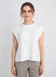 Tricou croială dreaptă mâneci scurte bej BARBARA LEBEK femeie