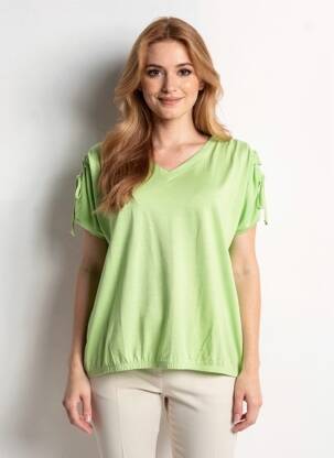 Tricou guler în v mâneci scurte verde JOY OF LIFE femeie