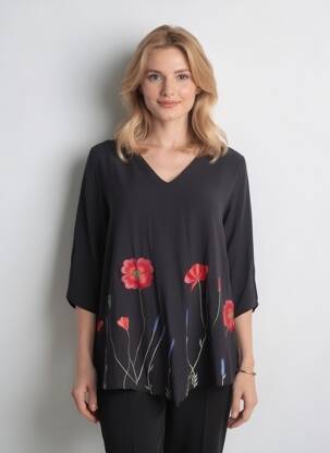 Bluză mâneci 3/4 mâneci 3/4 negru ANGEL CIRCLE femeie