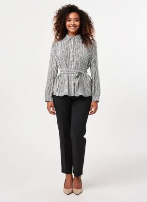 Cămașă croială cambrată mâneci lungi negru MARBLE femme