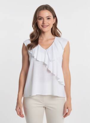 Top țesătură jersey fără mâneci alb MARBLE femme