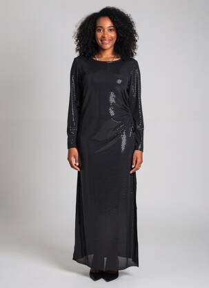 Rochie lungă mâneci lungi mâneci lungi negru ESPERANCE femeie