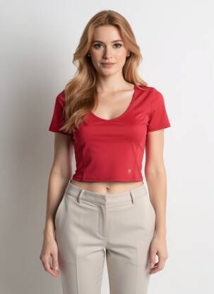Top de baie efect material satinat roșu BANANA MOON femme