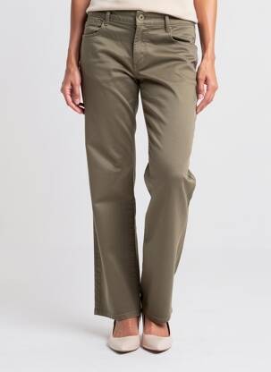 Pantalon drept închidere cu fermoar sub clapetă cu nasturi verde LE TEMPS DES CERISES femeie