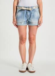 Șort țesătură denim albastru LE TEMPS DES CERISES femeie