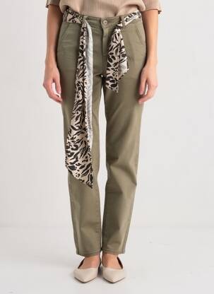 Pantalon slim buzunare verde LE TEMPS DES CERISES femeie