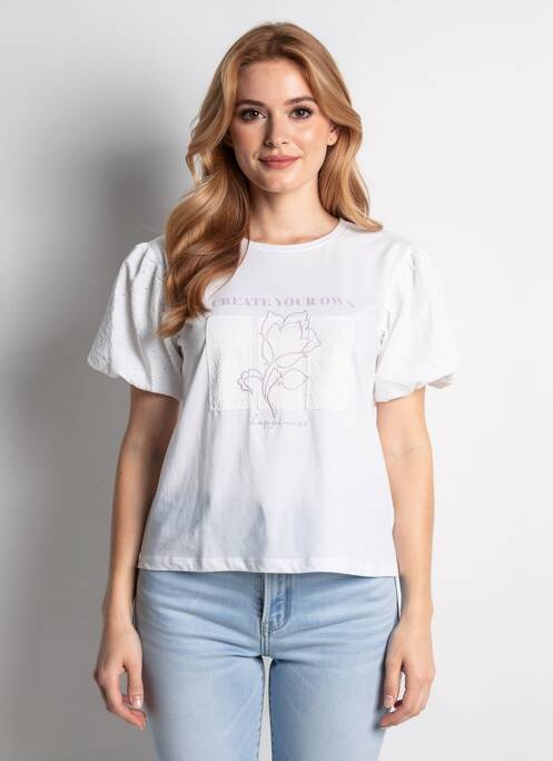 Tricou croială dreaptă mâneci scurte alb TIFFOSI femme