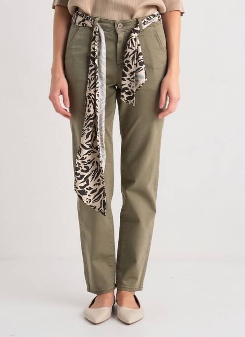 Pantalon slim buzunare verde LE TEMPS DES CERISES femme