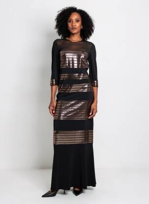 Rochie lungă mâneci lungi mâneci lungi negru JOSEPH RIBKOFF femme