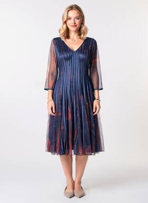 Rochie scurtă mâneci 3/4 mâneci 3/4 albastru PROMULIAS femeie