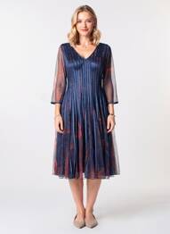 Rochie scurtă mâneci 3/4 mâneci 3/4 albastru PROMULIAS femeie