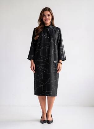 Rochie midi mâneci 3/4 mâneci 3/4 negru JOSEPH RIBKOFF femeie