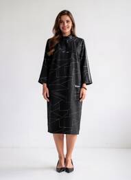 Rochie midi mâneci 3/4 mâneci 3/4 negru JOSEPH RIBKOFF femme