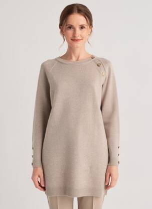 Rochie pulover țesătură melanj mâneci lungi bej GERARD DAREL femme