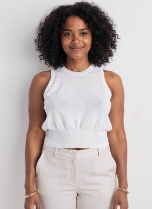 Top țesătură jersey fără mâneci alb MAXMARA femme