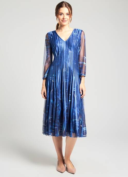 Rochie midi mâneci 3/4 mâneci 3/4 albastru PROMULIAS femme