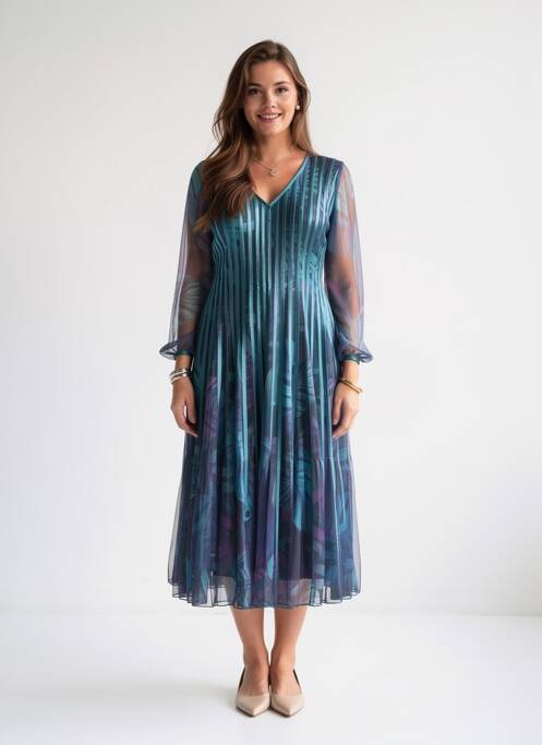 Rochie midi mâneci 3/4 mâneci 3/4 verde PROMULIAS femme