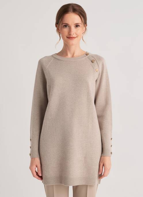 Rochie pulover țesătură melanj mâneci lungi bej GERARD DAREL femme