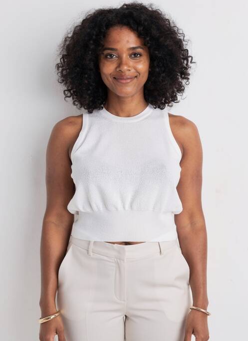 Top țesătură jersey fără mâneci alb MAX MARA femme