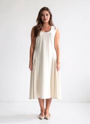 Rochie lungă fără mâneci fără mâneci bej INDIES femeie
