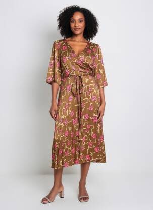Rochie lungă mâneci lungi mâneci lungi maro TARA JARMON femme