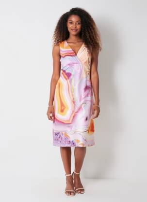 Rochie lungă imprimeu fantezie fără mâneci violet ETOILE DU MONDE femeie