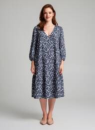 Rochie midi croială fluidă mâneci lungi albastru MARINA RINALDI femme