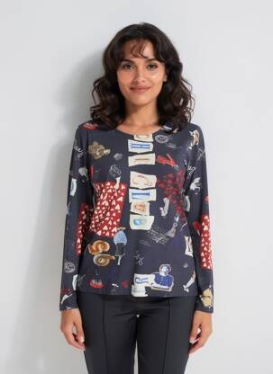Top elasticitate mâneci lungi albastru FUEGO WOMAN femeie