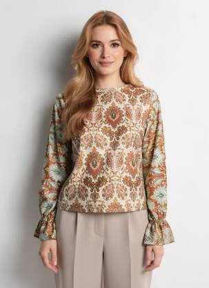 Tricou mâneci lungi mâneci lungi bej ZARA femme