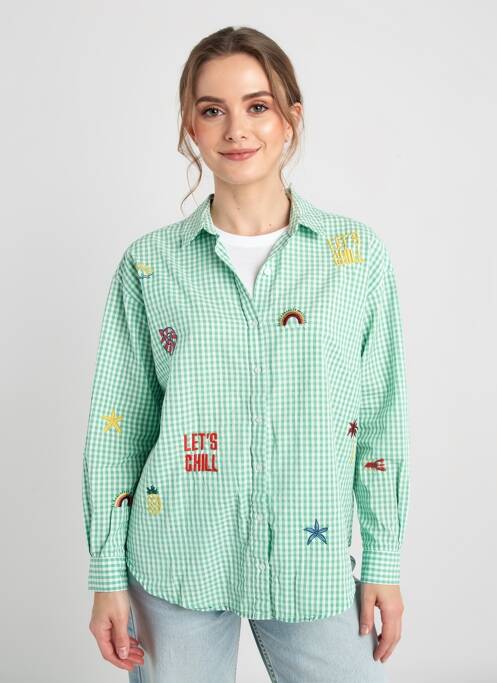Cămașă croială dreaptă mâneci lungi verde PROMOD femme