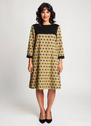 Rochie scurtă mâneci 3/4 mâneci 3/4 galben ELEONORA AMADEI femeie