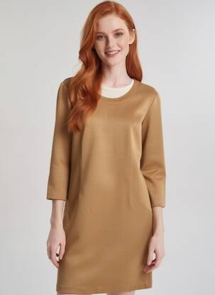 Rochie scurtă mâneci 3/4 mâneci 3/4 maro GEVANA femeie