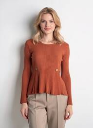 Pulover croială cambrată mâneci lungi portocaliu LO! LES FILLES femme