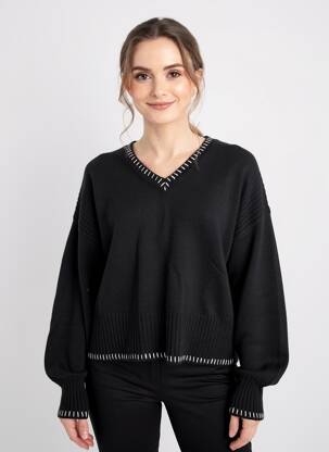 Pulover croială dreaptă mâneci lungi negru ESTHEME femeie