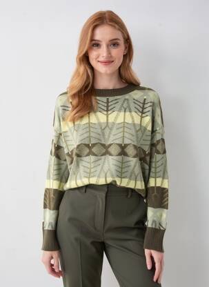 Pulover croială dreaptă mâneci lungi verde MARIA BELLENTANI femeie