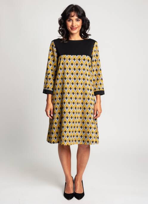 Rochie scurtă mâneci 3/4 mâneci 3/4 galben ELEONORA AMADEI femme
