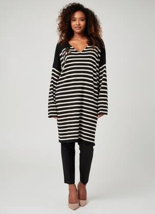 Rochie pulover croială dreaptă mâneci lungi negru ANANKE femeie