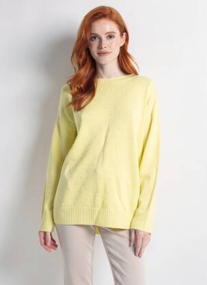 Pulover guler rotund mâneci lungi galben MARIA BELLENTANI femme