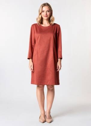 Rochie midi mâneci lungi mâneci lungi portocalie GEVANA femeie