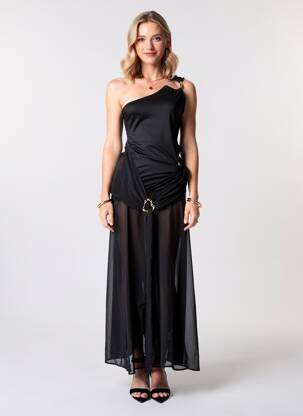 Rochie lungă țesătură crep fără mâneci negru INNOVARE DENIM femme